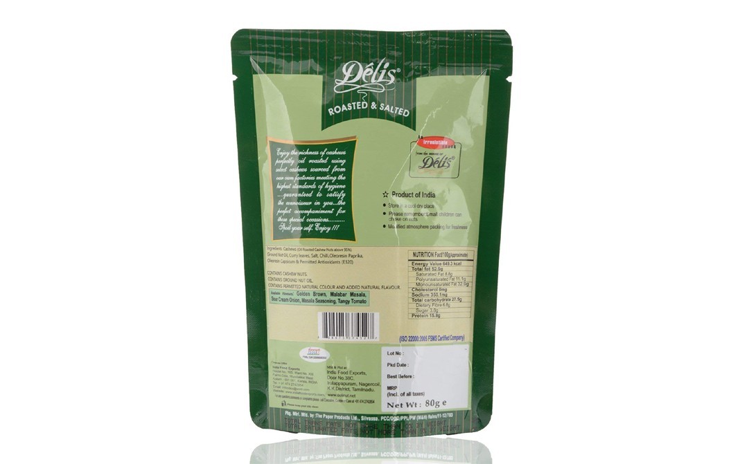Delis Cashews Roasted & Salted Malabar Masala   Pack  80 grams